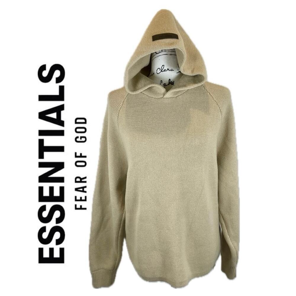 ESSENTIALS‎ FEAR OF GOD SWEATER KNIT HOODED ROMAN Woman SZ XS GRANOLA CORE